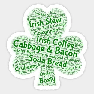 St. Patrick's Day Irish Foods Word Cloud Shamrock Sticker